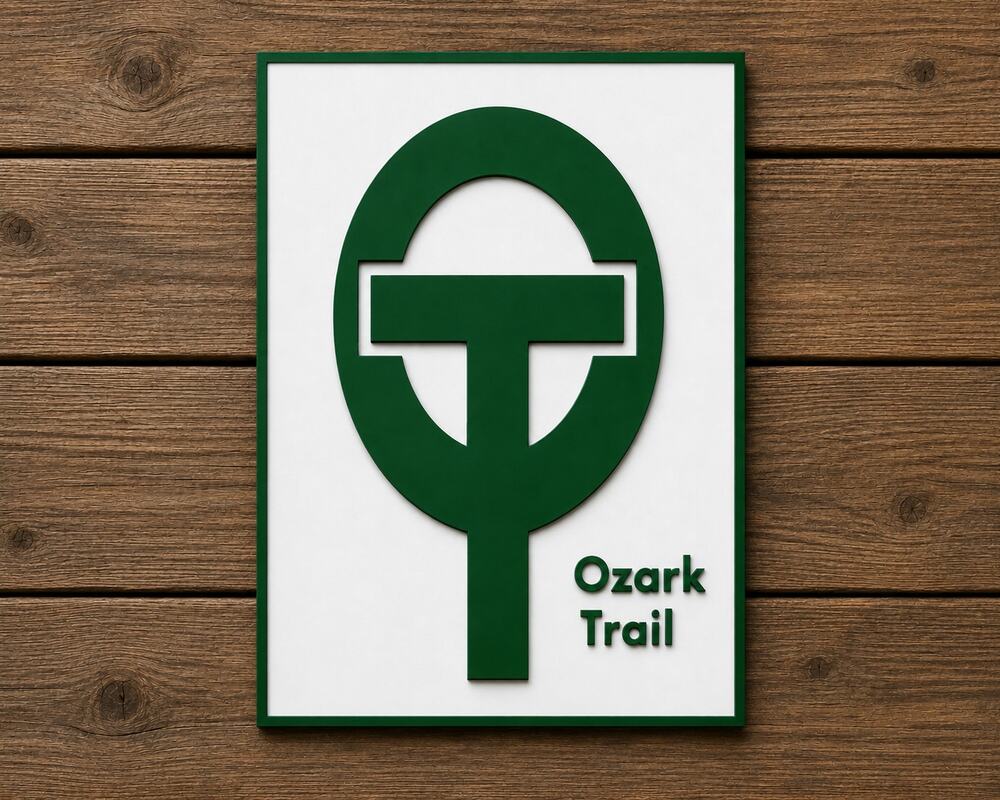 Ozark Trail Hiking Sign Missouri Mountains Lake Hike Camp Trail Outdoors